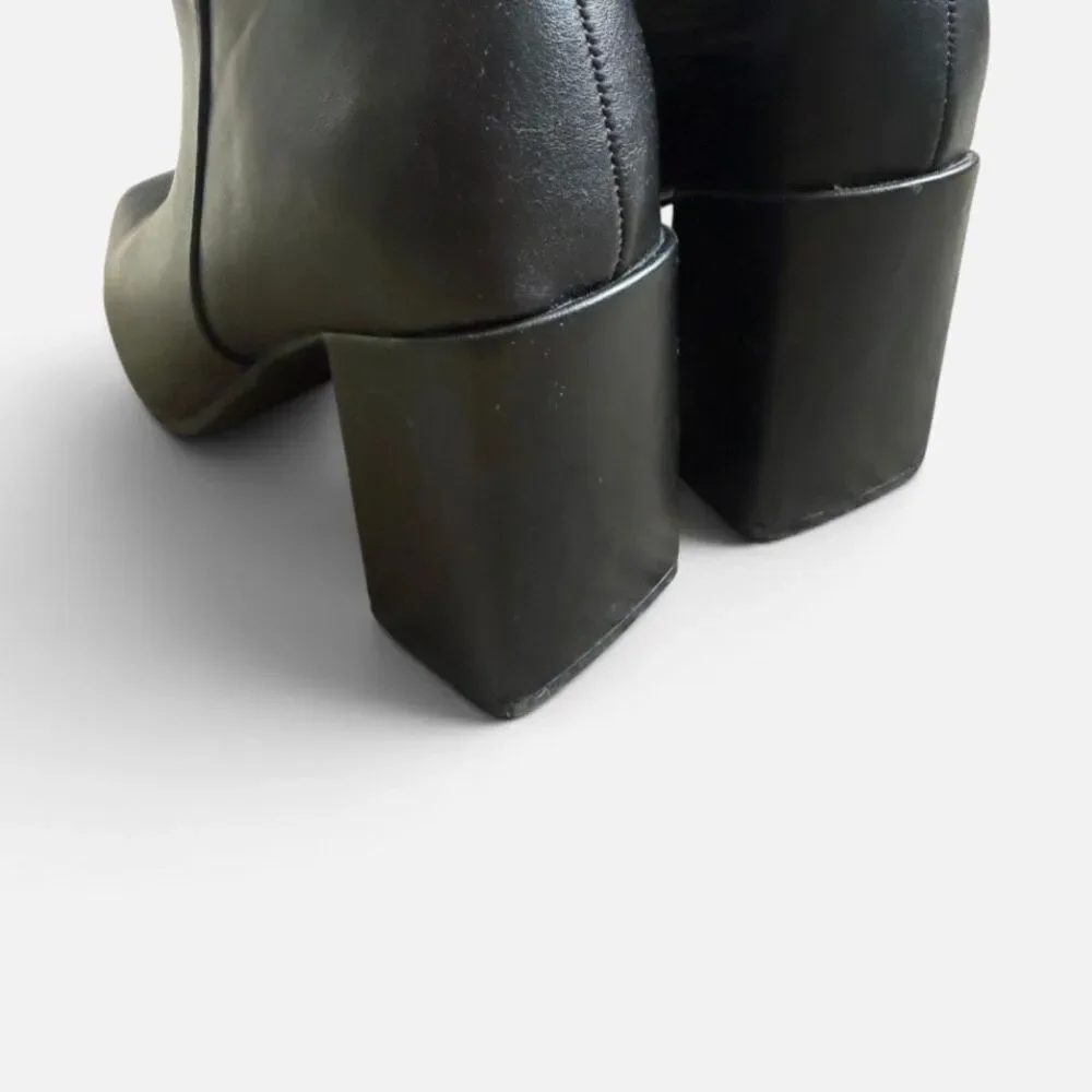 Kelly & Katie Square Toe Boots Black Ankle Bootie 8M